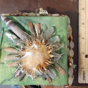 Natural Feather and Stone Art Piece